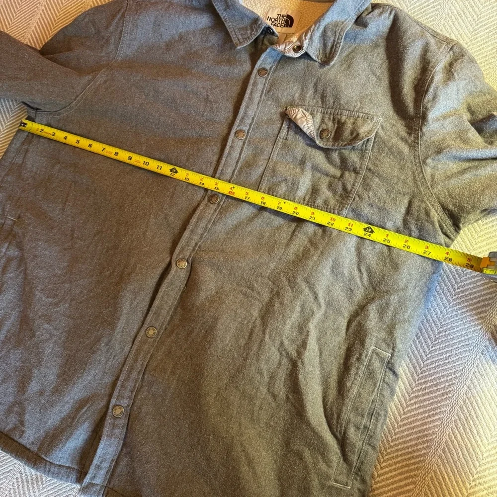 The‎ North Face Men's Sherpa-Lined Flannel Button-Up Shacket Gray, Size XXXL